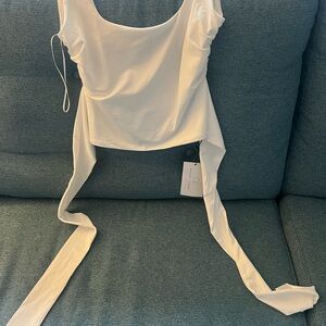 House of Lucky white backlesss shirt